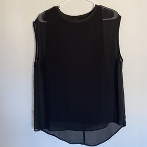 Zara Black Tank With Sheer Overlay Size Large